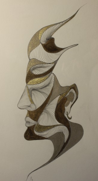 Drawing titled "le bon génie" by Marceline Robert, Original Artwork, Ink