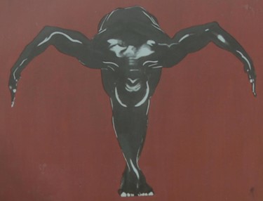 Painting titled "l'aigle noir" by Marceline Robert, Original Artwork, Acrylic
