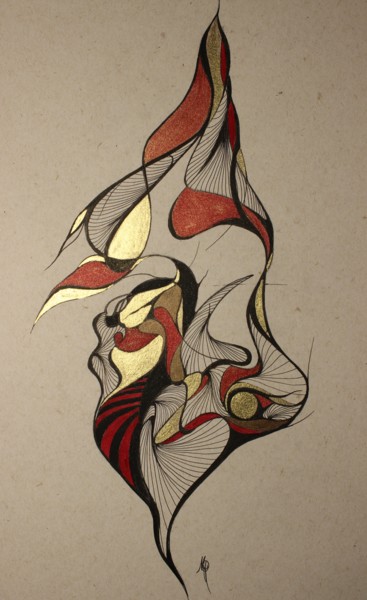 Рисунок под названием "exubérance" - Marceline Robert, Подлинное произведение искусства, Графит
