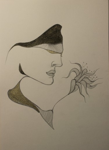 「capucine」というタイトルの描画 Marceline Robertによって, オリジナルのアートワーク, グラファイト
