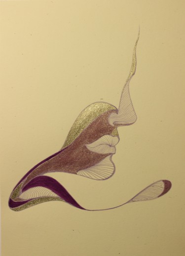 Dibujo titulada "profil violet" por Marceline Robert, Obra de arte original, Lápiz