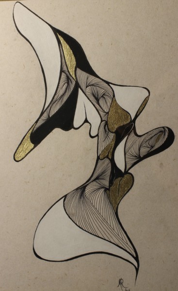 Рисунок под названием "circonvolutions poé…" - Marceline Robert, Подлинное произведение искусства, Графит