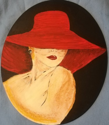 Peinture intitulée "Donna con cappello.…" par Marcella Molea, Œuvre d'art originale, Huile
