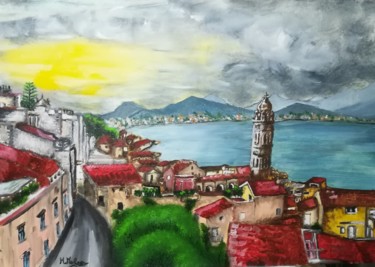 Painting titled "Gaeta vecchia vista…" by Marcella Molea, Original Artwork, Oil