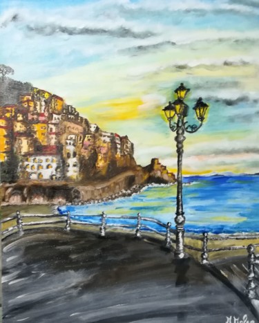 Painting titled "Amalfi" by Marcella Molea, Original Artwork, Oil