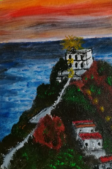 Painting titled "Faro di capo Miseno" by Marcella Molea, Original Artwork, Oil