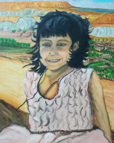 Pittura intitolato "Bambina del deserto" da Marcella Molea, Opera d'arte originale, Acrilico