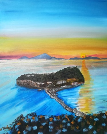Peinture intitulée "Nisida al tramonto" par Marcella Molea, Œuvre d'art originale, Huile