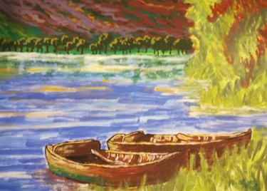 Painting titled "GITA AL LAGO  TECNI…" by Marcella Molea, Original Artwork, Acrylic