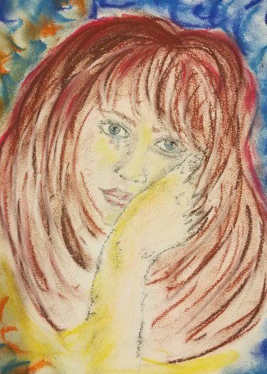 Painting titled "DONNA CHE PIANGE" by Marcella Molea, Original Artwork, Pastel