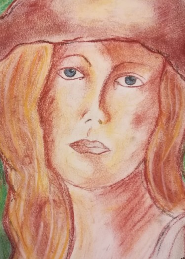 Painting titled "DONNA CON CAPPELLO" by Marcella Molea, Original Artwork, Pastel
