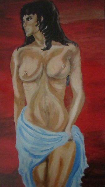 Painting titled "DONNA CON TELO" by Marcella Molea, Original Artwork, Oil