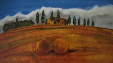 Painting titled "CASALE" by Marcella Molea, Original Artwork, Oil