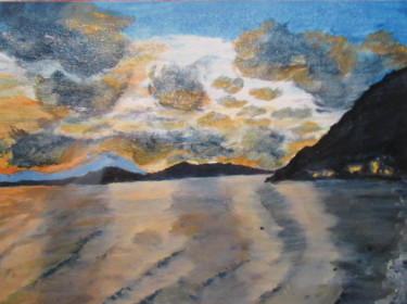 Painting titled "TRAMONTO SUL MARE" by Marcella Molea, Original Artwork, Oil