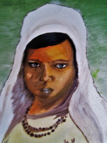 Painting titled "DONNA-BAMBINA" by Marcella Molea, Original Artwork, Oil