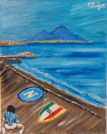 Painting titled "D10s è con Napoli" by Marcella Molea, Original Artwork, Oil