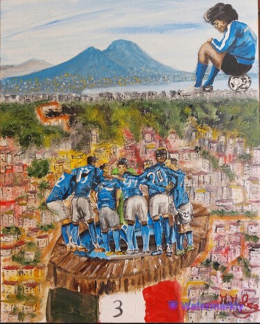 Malarstwo zatytułowany „Dallo stadio Marado…” autorstwa Marcella Molea, Oryginalna praca, Olej