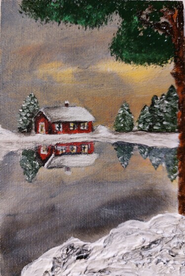 Pittura intitolato "Norvegia.. riflessi" da Marcella Molea, Opera d'arte originale, Olio