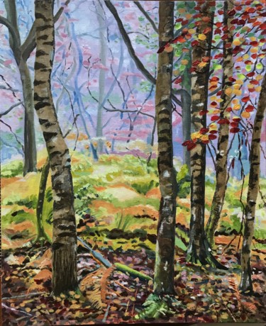 Painting titled "Woodland" by Marcella Marais, Original Artwork, Oil