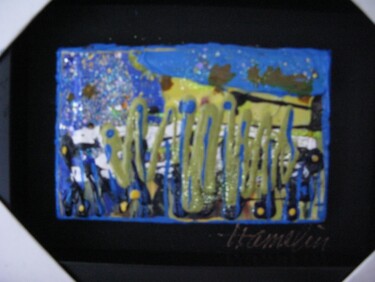 Painting titled "paysage en bleu" by Marcelle Hamelin, Original Artwork, Oil