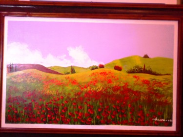Pittura intitolato "Campo di fiori" da Dam, Opera d'arte originale