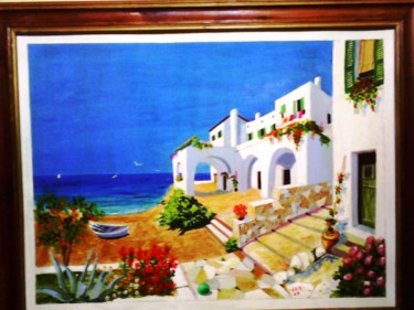 Pittura intitolato "Villa sul mare" da Dam, Opera d'arte originale