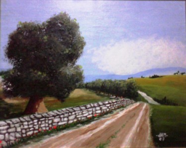 Pittura intitolato "Strada di campagna…" da Dam, Opera d'arte originale
