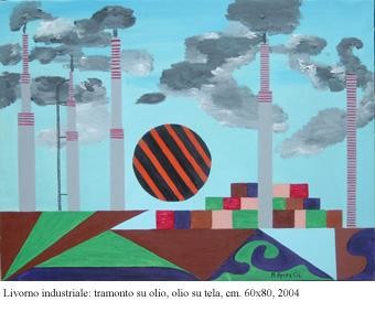 Peinture intitulée "Livorno industriale…" par Marcello Aprea, Œuvre d'art originale