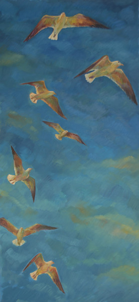 Peinture intitulée "Nel Blu dipinto di…" par Marcello Carrozzini, Œuvre d'art originale, Huile Monté sur Châssis en bois