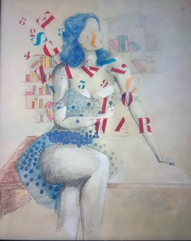 Рисунок под названием "distacco" - Marcello Monari, Подлинное произведение искусства, Цветные карандаши