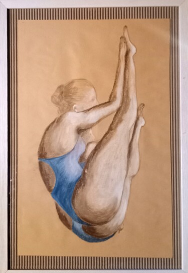 Drawing titled "doppia perfezione" by Marcello Monari, Original Artwork, Chalk Mounted on Wood Panel