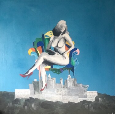 Pittura intitolato "In poltrona" da Marcello Monari, Opera d'arte originale, Acrilico