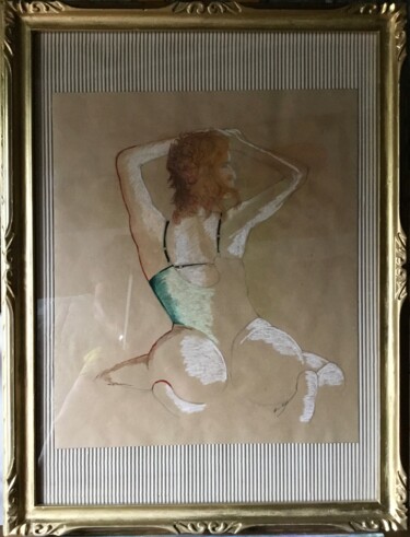 Painting titled "La rossa" by Marcello Monari, Original Artwork, Chalk Mounted on Wood Stretcher frame
