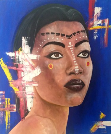 Painting titled "Mãe Preta" by Marcelo Brito, Original Artwork, Oil Mounted on Wood Panel