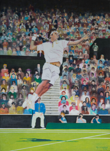 Malerei mit dem Titel "Federer" von Marcelo Camargo, Original-Kunstwerk, Öl