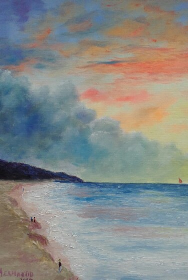 Painting titled "Praia" by Marcelo Camargo, Original Artwork