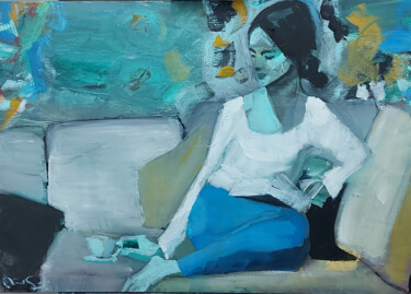 Painting titled "RELAX" by Marcelo Garcia Garcia, Original Artwork, Acrylic Mounted on Wood Stretcher frame