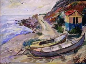 Painting titled "By the Sea" by Marchell Yameliev, Original Artwork