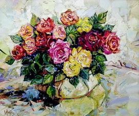 Painting titled "Roses" by Marchell Yameliev, Original Artwork