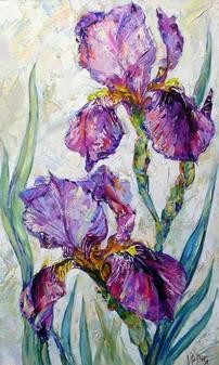 Painting titled "Two irises" by Marchell Yameliev, Original Artwork