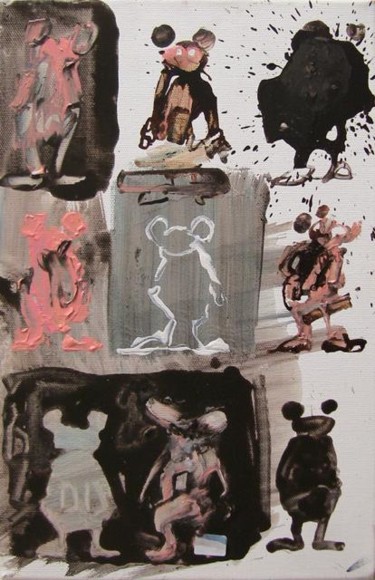 Peinture intitulée "Mickeys 9" par Marc Hernandez, Œuvre d'art originale, Huile