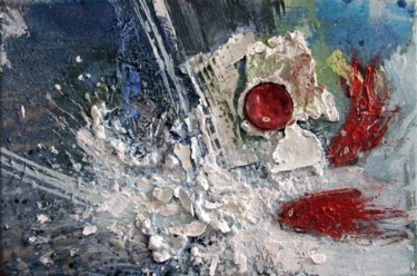 Painting titled "impact en surface" by Marc Hernandez, Original Artwork, Oil