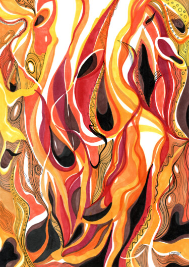Drawing titled "FIRE II" by Marcia Bittencourt, Original Artwork, Marker