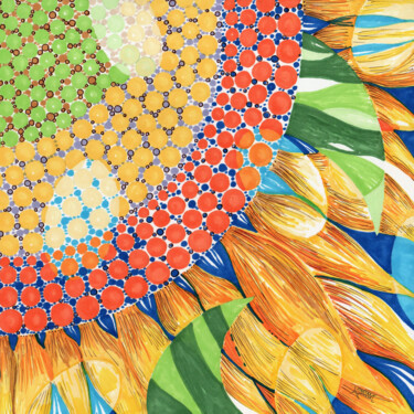 Painting titled "SUNFLOWER II" by Marcia Bittencourt, Original Artwork, Marker