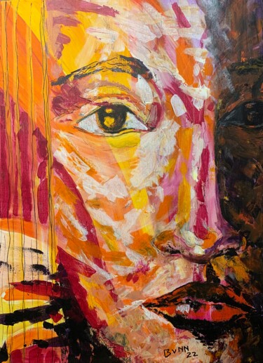Malarstwo zatytułowany „Rainbow face” autorstwa Marcia Bunn, Oryginalna praca, Akryl