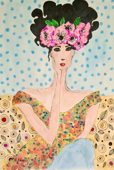 Painting titled "Schöne Frau" by Marcia Ehbrecht, Original Artwork, Watercolor