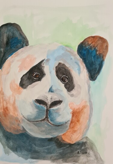 Painting titled "Panda" by Marcia Ehbrecht, Original Artwork, Watercolor