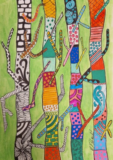 绘画 标题为“Wald” 由Marcia Ehbrecht, 原创艺术品, 水彩