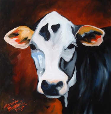 Painting titled "Cow Envy" by Marcia Baldwin, Original Artwork, Oil