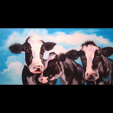 Painting titled "Three Black and Whi…" by Marcia Baldwin, Original Artwork, Oil